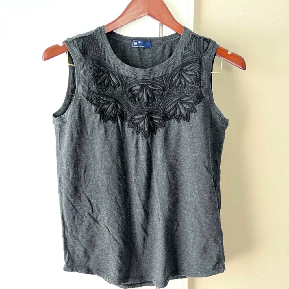 Embroidered sleeveless top